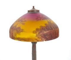 Antique Arts Crafts Phoenix Reverse Painted Table Lamp Landscape Scene - 4316031