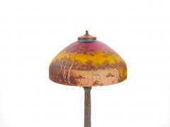 Antique Arts Crafts Phoenix Reverse Painted Table Lamp Landscape Scene - 4316033