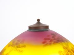 Antique Arts Crafts Phoenix Reverse Painted Table Lamp Landscape Scene - 4316039