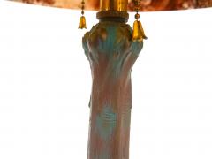 Antique Arts Crafts Phoenix Reverse Painted Table Lamp Landscape Scene - 4316044