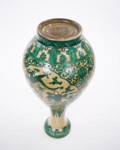 Antique Asian Porcelain Vase Figural Landscape Intricate Foliate Decoration - 4794066