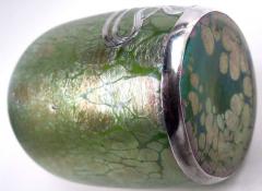 Antique Austrian Art Nouveau Silver Overlay Iridescent Vase - 4247056