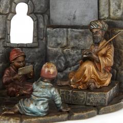 Antique Austrian Orientalist cold painted bronze lamp - 3249318