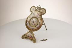 Antique Austrian Viennese Hand Painted Enamel Gilt Metal Lyre Clock - 936316