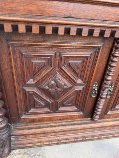 Antique Barley Twist English Oak Secretary with Display Cabinet - 4360105