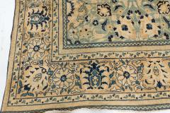 Antique Beige Blue Botanic Persian Tabriz Handmade Wool Rug - 2446693