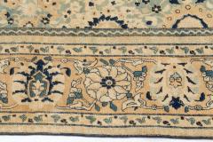Antique Beige Blue Botanic Persian Tabriz Handmade Wool Rug - 2446694