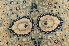 Antique Beige Blue Botanic Persian Tabriz Handmade Wool Rug - 2446695