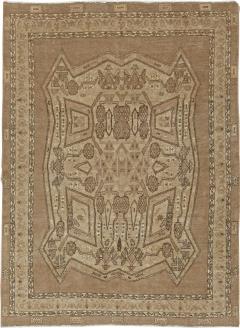 Antique Beige and Brown Geometric Motif Persian Bakhtiari Rug - 2447610