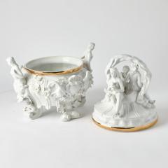 Antique Belgian Porcelain Covered Centerpiece Mermaid Dolphin and Shell Motifs - 4794642