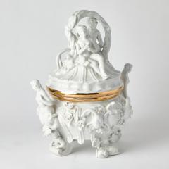 Antique Belgian Porcelain Covered Centerpiece Mermaid Dolphin and Shell Motifs - 4794643