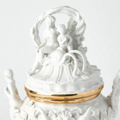 Antique Belgian Porcelain Covered Centerpiece Mermaid Dolphin and Shell Motifs - 4794645
