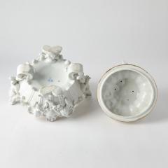 Antique Belgian Porcelain Covered Centerpiece Mermaid Dolphin and Shell Motifs - 4794646