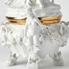 Antique Belgian Porcelain Covered Centerpiece Mermaid Dolphin and Shell Motifs - 4794649