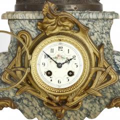 Antique Belle poque Sculptural Three Piece Clock Set after Auguste Moreau - 1954752