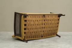 Antique Berg re Style Sofa in Wood Cane and Ochre Yellow Fabric - 4468326