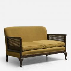 Antique Berg re Style Sofa in Wood Cane and Ochre Yellow Fabric - 4469421