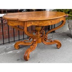 Antique Biedermeier Burlwood Salon Center Table - 4349329