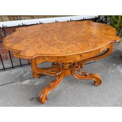 Antique Biedermeier Burlwood Salon Center Table - 4349331