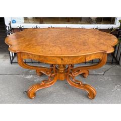 Antique Biedermeier Burlwood Salon Center Table - 4349332