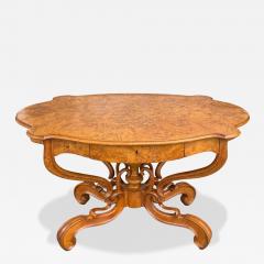 Antique Biedermeier Burlwood Salon Center Table - 4351904