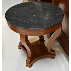 Antique Biedermeier Inlaid Marble Top Round Side Table - 3180888