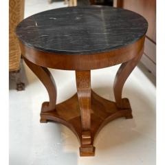 Antique Biedermeier Inlaid Marble Top Round Side Table - 3180890