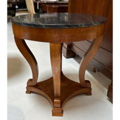 Antique Biedermeier Inlaid Marble Top Round Side Table - 3180897