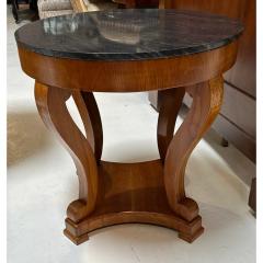 Antique Biedermeier Inlaid Marble Top Round Side Table - 3180912