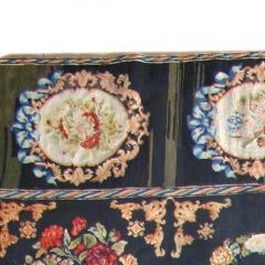Antique Black Background Botanic Needlework Rug - 2461081