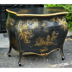 Antique Black Chinoiserie Chest of Drawers Commode Nightstand - 3101442