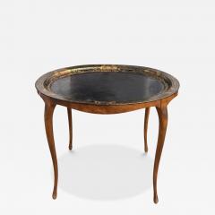 Antique Black Role and Burl Walnut Tray Top Side or Cocktail Table - 4491112