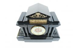 Antique Black Slate Classic Mantel or Desk Clock  - 944919