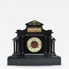 Antique Black Slate Classic Mantel or Desk Clock  - 945799