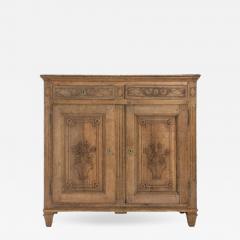 Antique Bleached Oak Buffet with Floral Carving Details - 1540534