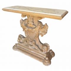 Antique Bleached Walnut Regency Style Marble Top Console Table - 4578063
