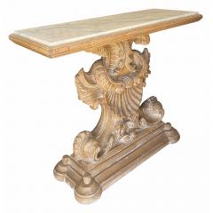 Antique Bleached Walnut Regency Style Marble Top Console Table - 4578065