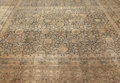 Antique Blue and Beige Persian Kirman Handwoven Wool Rug - 2461616