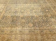 Antique Blue and Beige Persian Kirman Handwoven Wool Rug - 2461617