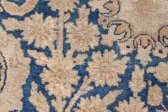 Antique Blue and Beige Persian Kirman Handwoven Wool Rug - 4009169