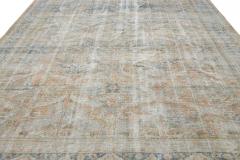 Antique Blue and Peach Mahal Persian Handmade Floral Wool Rug - 2252962