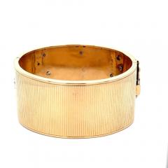 Antique Bohemian Art Deco 14K Gold Cuff Diamond Bangle Bracelet - 3934079