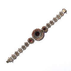 Antique Bohemian Bracelet Encrusted with Garnets in Garnet Gold Setting - 4438579
