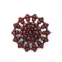 Antique Bohemian Brooch Encrusted with Garnets in Garnet Gold Setting - 4438575