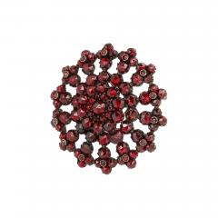 Antique Bohemian Brooch Encrusted with Garnets in Garnet Gold Setting - 4440679