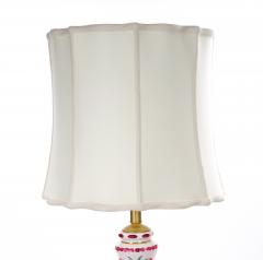 Antique Bohemian Cranberry Crystal Painted and Gilt Gold Decorated Table Lamp - 4795946