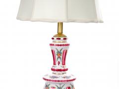 Antique Bohemian Cranberry Crystal Painted and Gilt Gold Decorated Table Lamp - 4795949