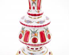 Antique Bohemian Cranberry Crystal Painted and Gilt Gold Decorated Table Lamp - 4795953