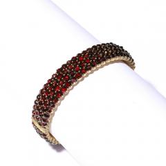 Antique Bohemian Hinged Cuff Encrusted with Garnets in Garnet Gold Setting - 4438512