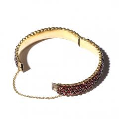 Antique Bohemian Hinged Cuff Encrusted with Garnets in Garnet Gold Setting - 4438599